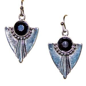 Vintage Gothic Black Beveled Stone Earrings